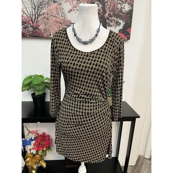 Miss Tina Knowles Women’s Mini Wrap Dress Size M 3/4 Sleeve Round Neck Tie Waist - Picture 1 of 13